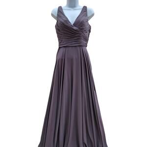 Watters & Watters Gray Ruched Empire Waist Maxi Dress Size 6 Bridesmaid Formal